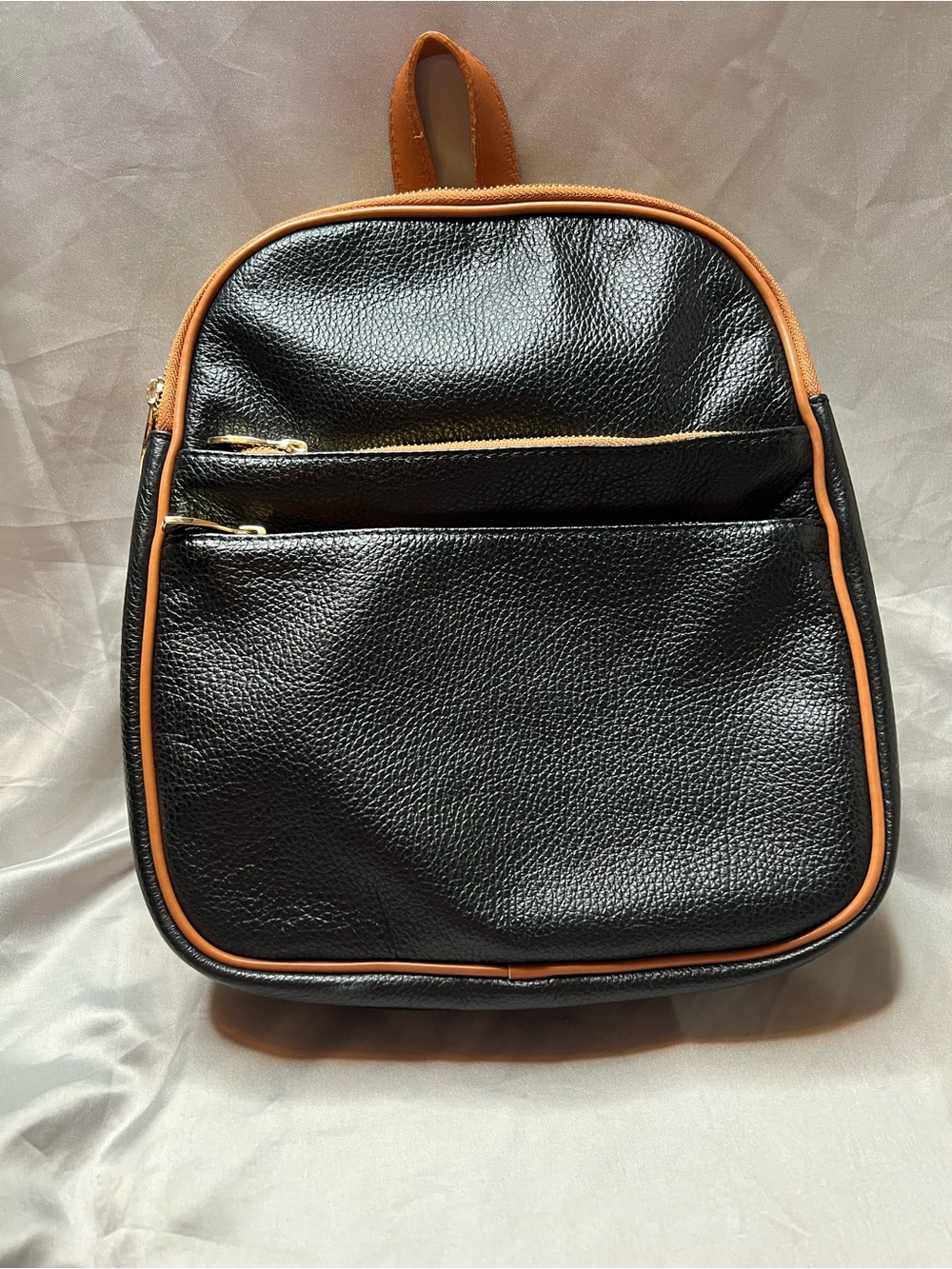 Valentina Italian Black and Tan Leather Convertible backpack Shoulder Purse